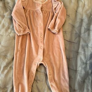 Carter's Pink Velour Long-Sleeve Baby One-Piece